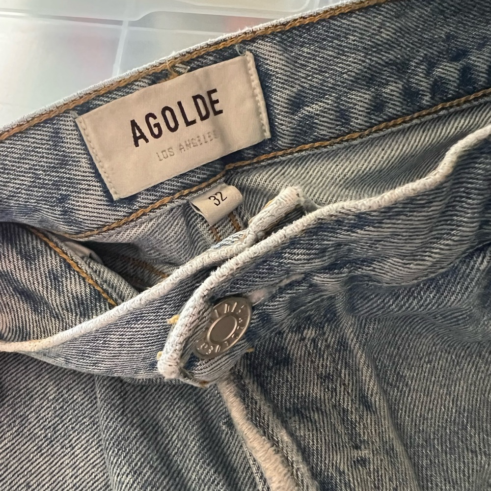 AGOLDE Women's Blue Denim Shorts Distressed